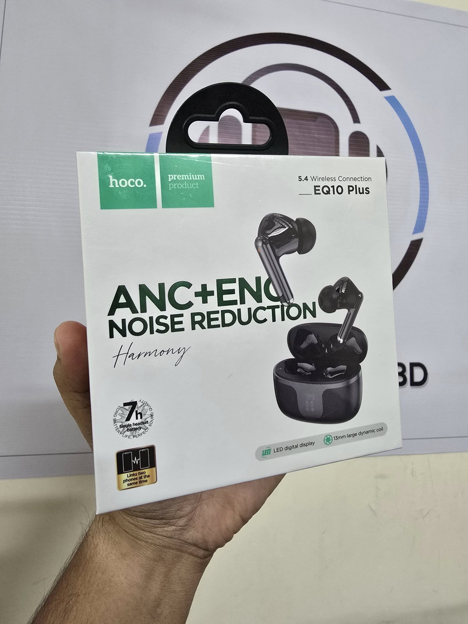 Hoco EQ10 Plus Wireless Earbuds – ANC + ENC Noise Reduction, LED Display, 5.4 Bluetooth
