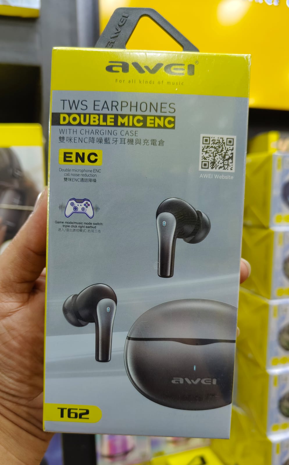 AWEI T62 ENC True Wireless Earphone Double MIC ( 6 Month Official Warranty )