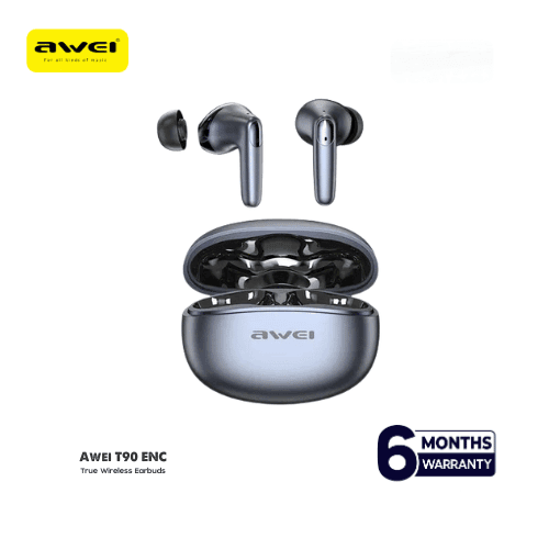 Awei T90 2 in 1 ENC Wireless Bluetooth Earbuds With Mic Noise Reduction Headphones ( 6-Month Official Warranty )