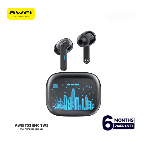 Awei T53 TWS Colorful Light Wireless Earbuds