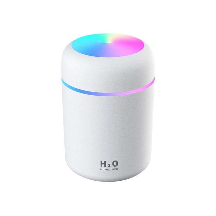 USB Non Rechargeable Mini Air Humidifier for Bedroom – High Power, Ultra-Quiet, with Color Lights (H2O)